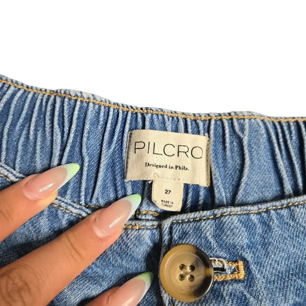 Anthropologie Pilcro High-Rise Pleated Culottes Denim Light Pants‎ Size: 27
